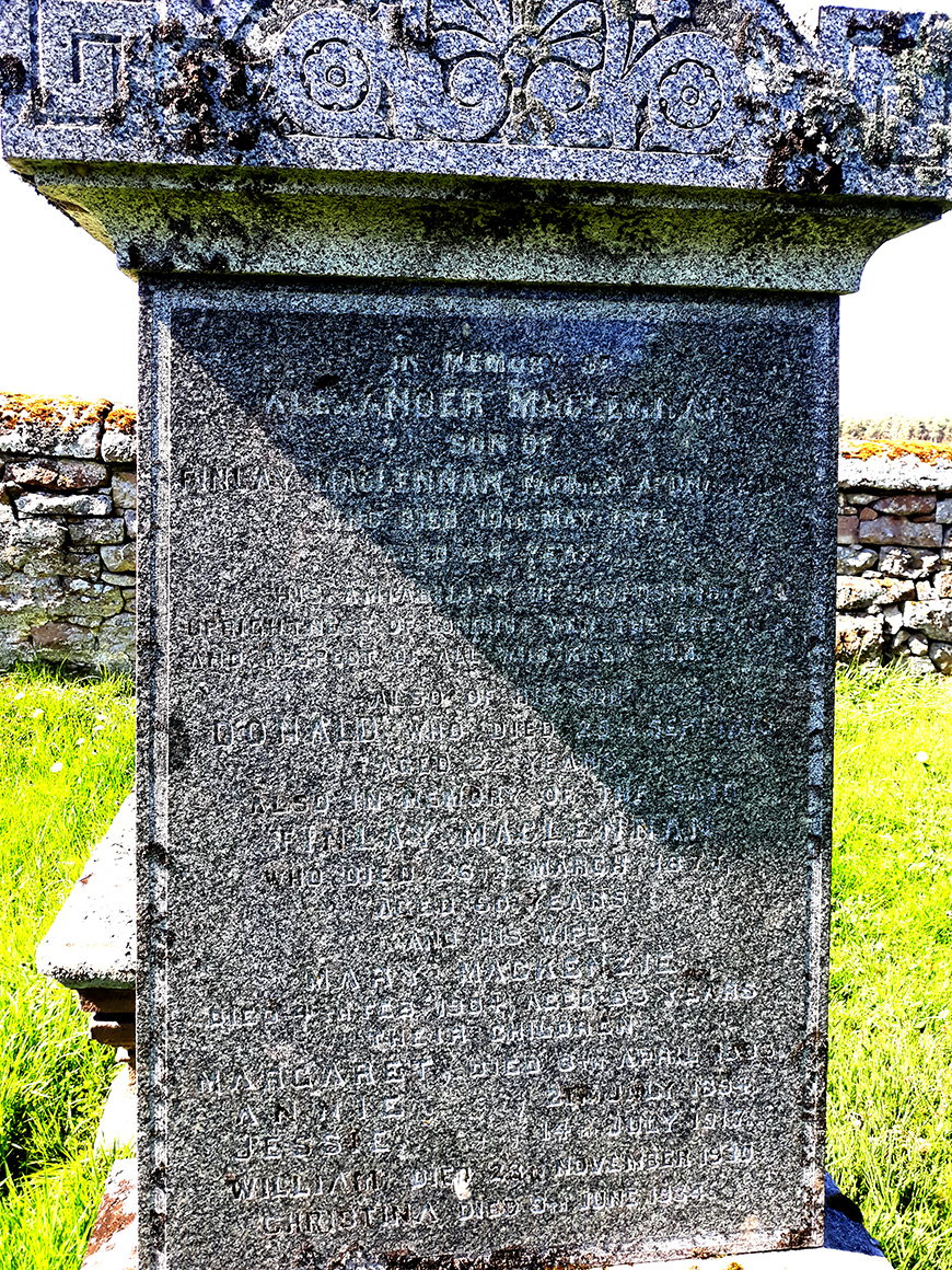 Photo of headstones/Alexander MacLennan d1874 hdstn Gilchrist bur gnd